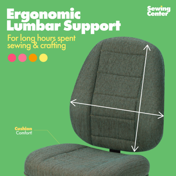 Koala's top-rated height-adjustable Jade SewComfort Sewing Chairs available at Sewing Center feature ergonomic lumbar support for long hours spent sewing and crafting.