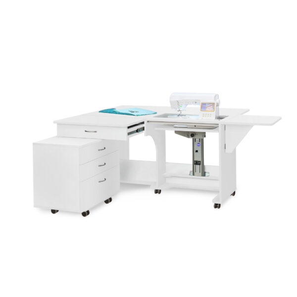 Quilter's Vision Sewing Cabinet in White by Tailormade Sewing Furniture is available at Sewing Center. Sew your BEST life with QV - and enjoy flat bed sewing, a sprawling quilting worksurface, and dedicated sewing storage. Now with hassle-free home delivery. Also known as the QV Sewing Cabinet.