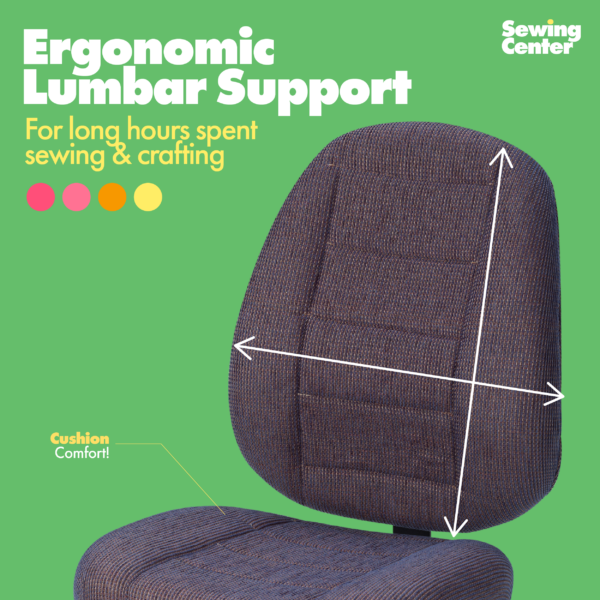 Koala's top-rated height-adjustable Sapphire SewComfort Sewing Chairs available at Sewing Center feature ergonomic lumbar support for long hours spent sewing and crafting.